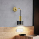 Modern black & gold grenade shaped wall lamp bedroom reading light