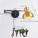 Modern black & gold iron art led wall lamp for bedroom