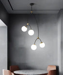 DecorBites™ Molecular Suspension Island Light: Minimalist Black-Gold Metal Design with Ball Glass Shade