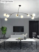 DecorBites™ Molecular Suspension Island Light: Minimalist Black-Gold Metal Design with Ball Glass Shade