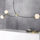 DecorBites™ Molecular Suspension Island Light: Minimalist Black-Gold Metal Design with Ball Glass Shade