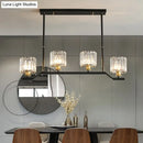 Modern black & gold island pendant light with clear crystal kitchen