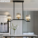 Modern black & gold island pendant light with clear crystal kitchen