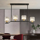 Modern black & gold island pendant light with clear crystal kitchen