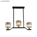 Modern black & gold island pendant light with clear crystal kitchen