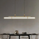 Modern black gold leather tube led pendant light – dining room