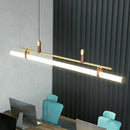 Modern black gold leather tube led pendant light – dining room