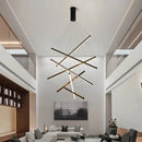 Modern black & gold led chandelier for staircase living room