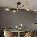 Modern black & gold led round ball chandelier dining room light