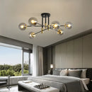 Modern black & gold led round ball chandelier dining room light