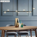 DecorBites™ Modern Linear Chandelier - 6/8 Lights Glass Shade Island Light in Black/Gold