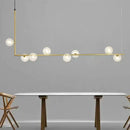 DecorBites™ Modern Linear Chandelier - 6/8 Lights Glass Shade Island Light in Black/Gold