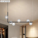 DecorBites™ Modern Linear Chandelier - 6/8 Lights Glass Shade Island Light in Black/Gold