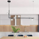 DecorBites™ Modern Linear Chandelier - 6/8 Lights Glass Shade Island Light in Black/Gold