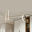Modern black & gold linear island pendant light kitchen ring decor