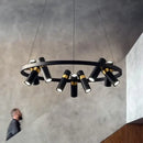 Modern black & gold metal circle led pendant light kitchen decor