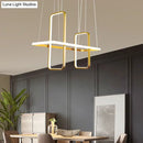 Modern black & gold metal rectangle ceiling pendant kitchen light