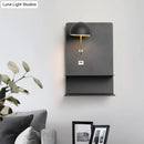 Modern black & gold metal wall light with usb – living room
