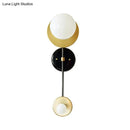 Modern black & gold milky glass wall sconce bedroom reading lamp