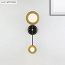 Modern black & gold milky glass wall sconce bedroom reading lamp