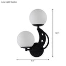 DecorBites™ Contemporary Bedroom Sconce Light: 2 Bulbs Black/Gold Wall Lamp with Milky Glass Ball Shades (Left/Right)