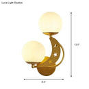 DecorBites™ Contemporary Bedroom Sconce Light: 2 Bulbs Black/Gold Wall Lamp with Milky Glass Ball Shades (Left/Right)
