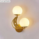 DecorBites™ Contemporary Bedroom Sconce Light: 2 Bulbs Black/Gold Wall Lamp with Milky Glass Ball Shades (Left/Right)