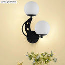 DecorBites™ Contemporary Bedroom Sconce Light: 2 Bulbs Black/Gold Wall Lamp with Milky Glass Ball Shades (Left/Right)