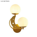 DecorBites™ Contemporary Bedroom Sconce Light: 2 Bulbs Black/Gold Wall Lamp with Milky Glass Ball Shades (Left/Right)