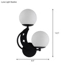 DecorBites™ Contemporary Bedroom Sconce Light: 2 Bulbs Black/Gold Wall Lamp with Milky Glass Ball Shades (Left/Right)