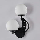 DecorBites™ Contemporary Bedroom Sconce Light: 2 Bulbs Black/Gold Wall Lamp with Milky Glass Ball Shades (Left/Right)