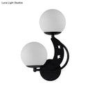 DecorBites™ Contemporary Bedroom Sconce Light: 2 Bulbs Black/Gold Wall Lamp with Milky Glass Ball Shades (Left/Right)