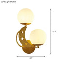 DecorBites™ Contemporary Bedroom Sconce Light: 2 Bulbs Black/Gold Wall Lamp with Milky Glass Ball Shades (Left/Right)