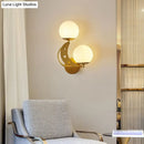 DecorBites™ Contemporary Bedroom Sconce Light: 2 Bulbs Black/Gold Wall Lamp with Milky Glass Ball Shades (Left/Right)