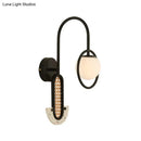 Modern black & gold opal glass ball wall sconce bedroom light