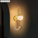 Modern black & gold opal glass ball wall sconce bedroom light