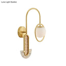 Modern black & gold opal glass ball wall sconce bedroom light