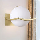 Modern black & gold opal glass globe wall sconce bedroom light