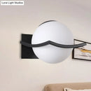 Modern black & gold opal glass globe wall sconce bedroom light