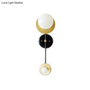 Modern black & gold opal glass wall light fixture bedroom sconce