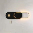 Modern black & gold oval led wall lamp bedroom sconce