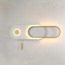 Modern black & gold oval led wall lamp bedroom sconce