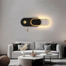 Modern black & gold oval led wall lamp bedroom sconce