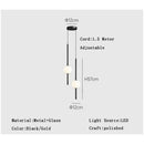 Modern black & gold pendant light with glass shade for living room