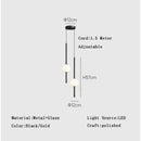 Modern black & gold pendant light with glass shade for living room