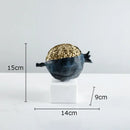 Modern black & gold pomegranate sculpture living room decor set