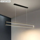 Modern black & gold rectangular led pendant light dining room 110v-120v