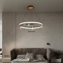 Modern black & gold ring led pendant – dining room chandelier