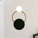 Modern black & gold round wall sconce bedroom light