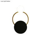 Modern black & gold round wall sconce bedroom light